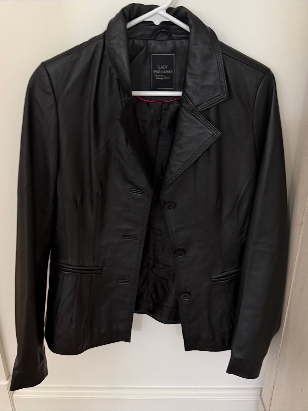 Lady Hathaway Black Genuine Leather Blazer Jacket
